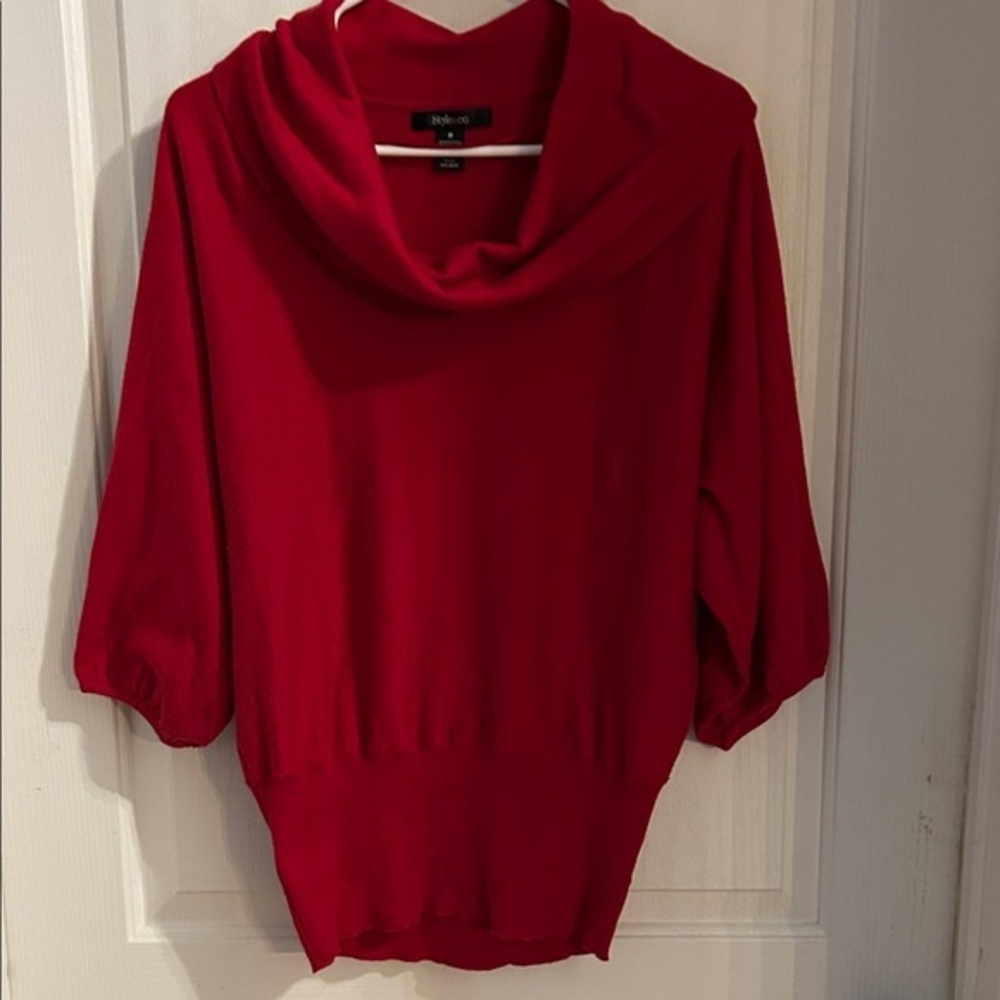 Style & Co size medium red cowl neck 3/4 sleeve sweater